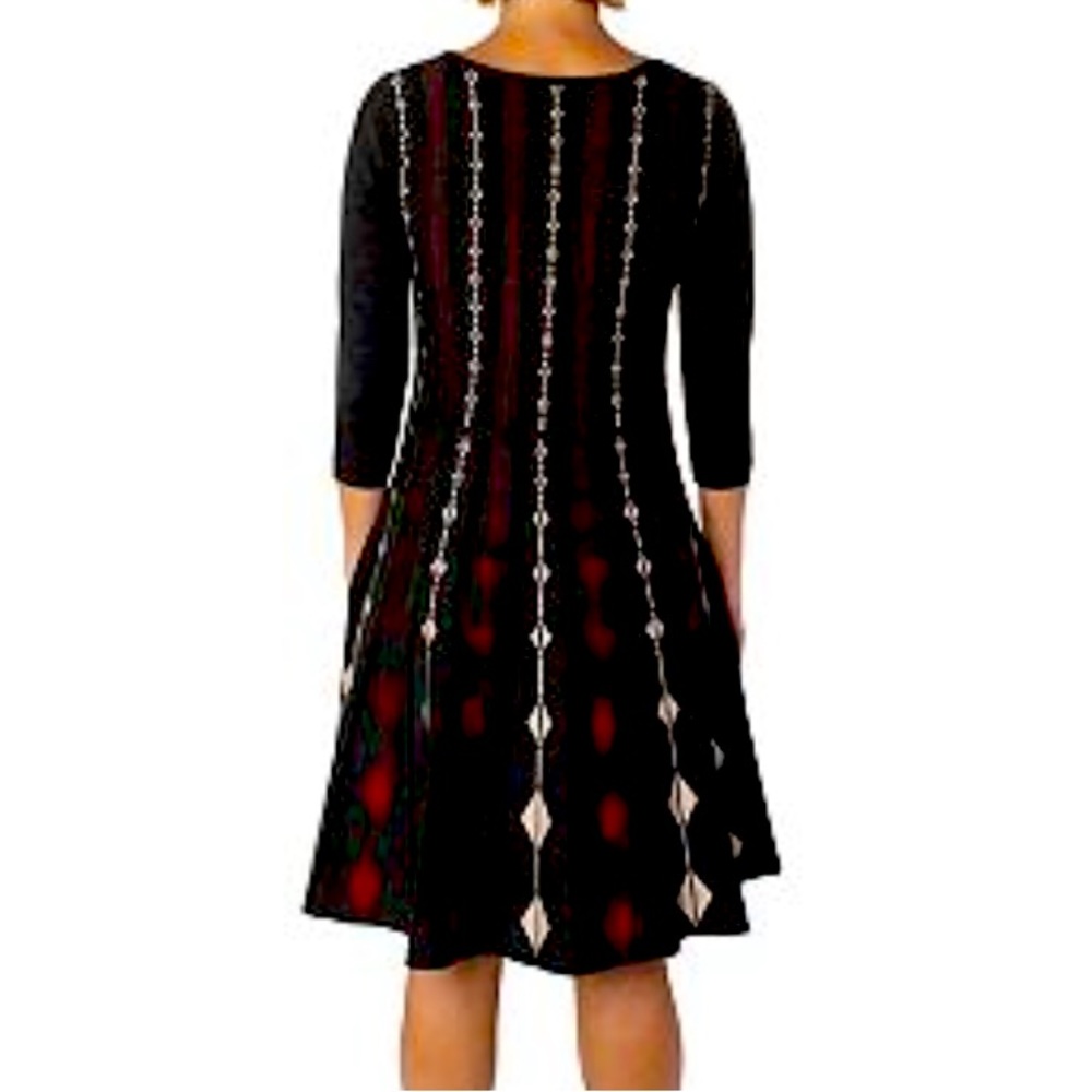 Danny & Nicole Black Fit and Flare Midi Sweater Dress Size L - Picture 3 of 9